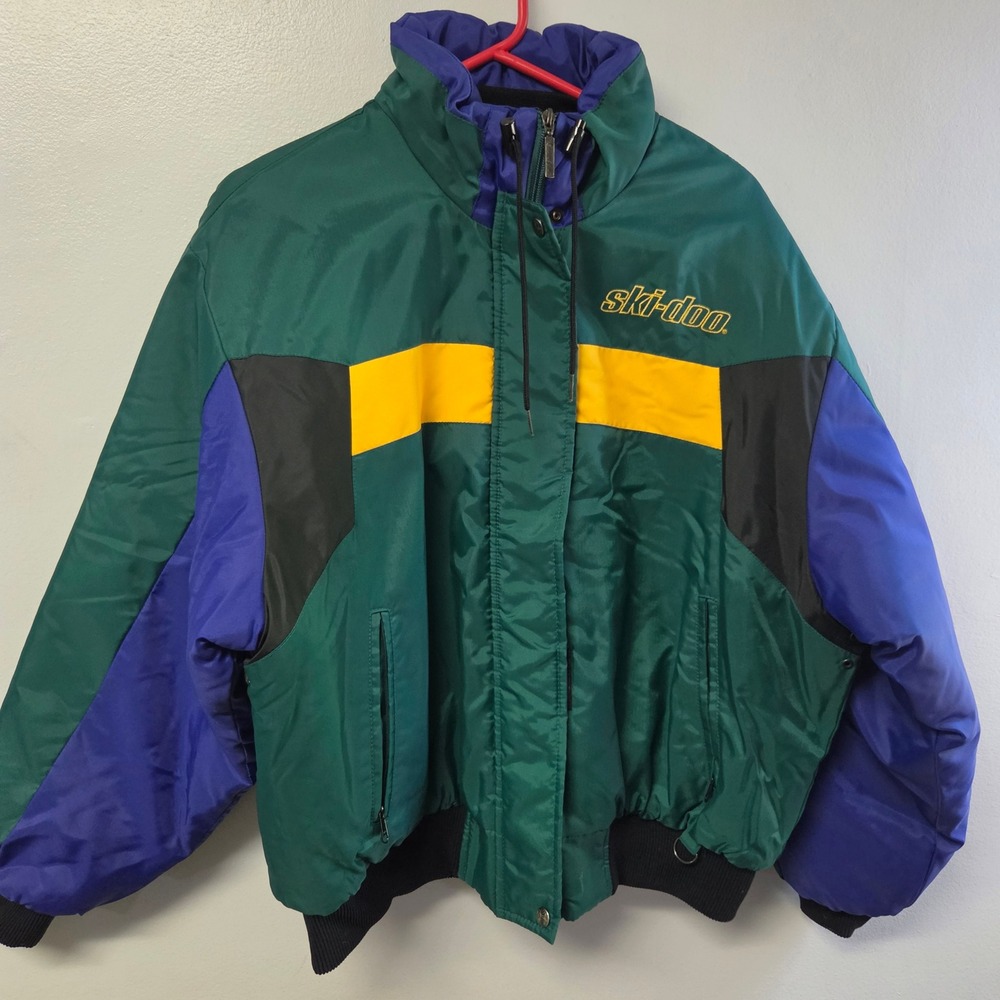 Vintage Ski Doo Bombardier Ladies Skidoo Jacket Green Purple XL 440144